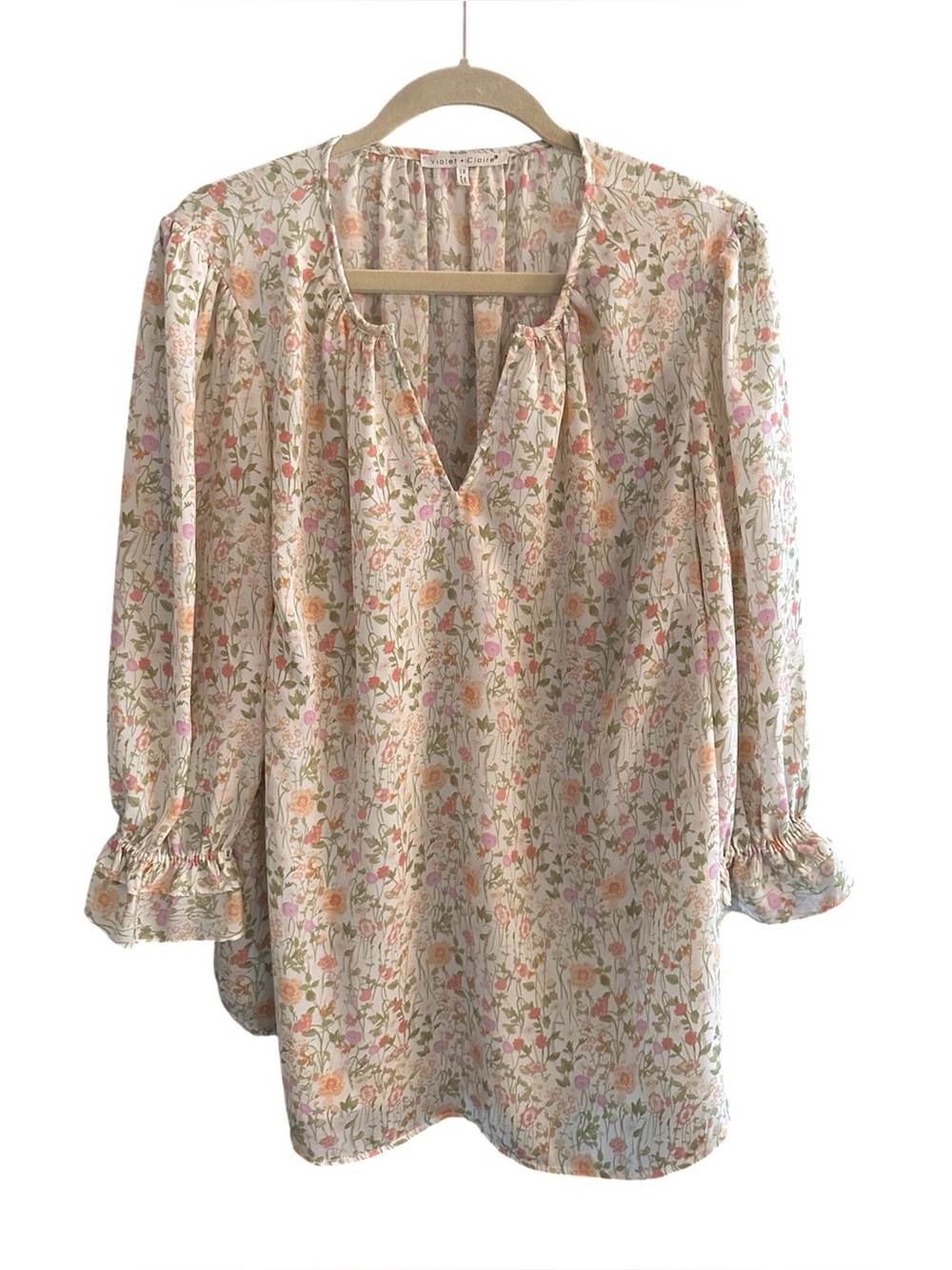 Violet + Claire Floral Boho Peasant Blouse Cottagecore Romantic top, Size 1X